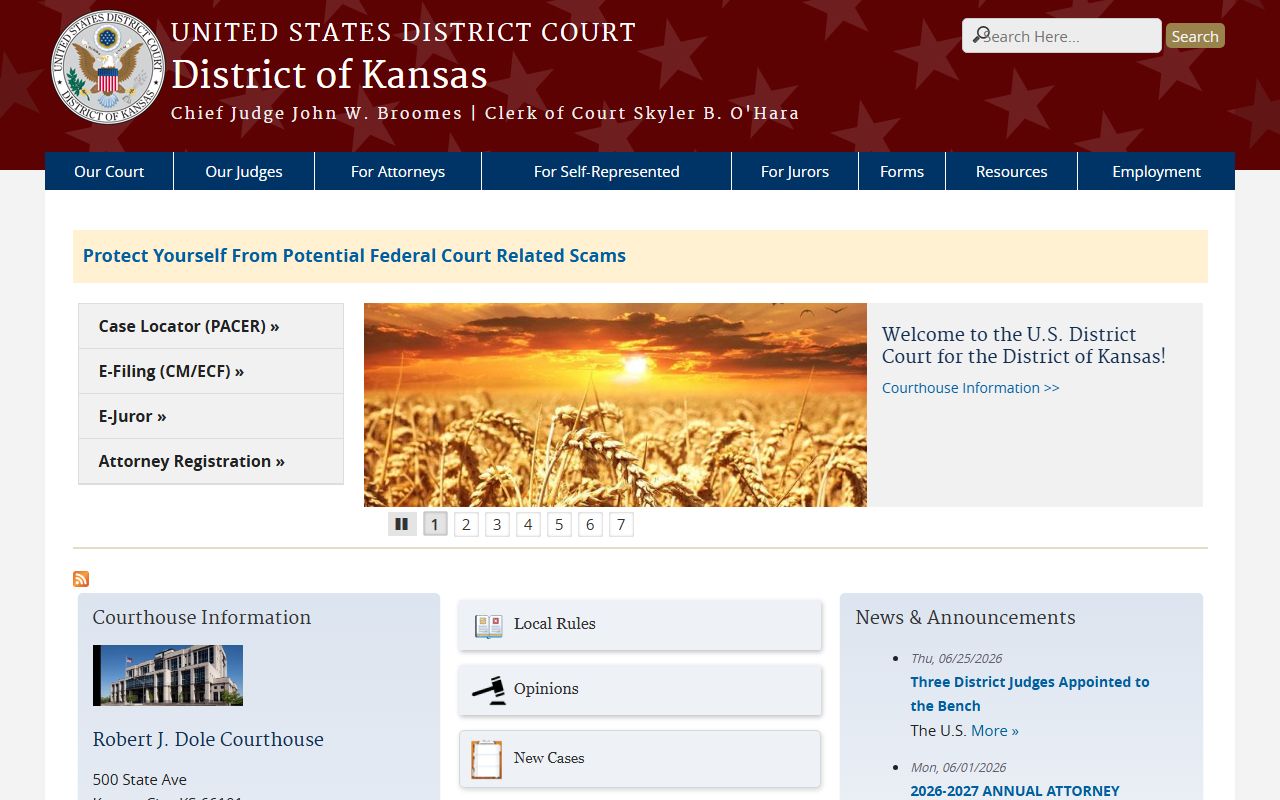 Pawnee County court dockets federal District of Kansas source