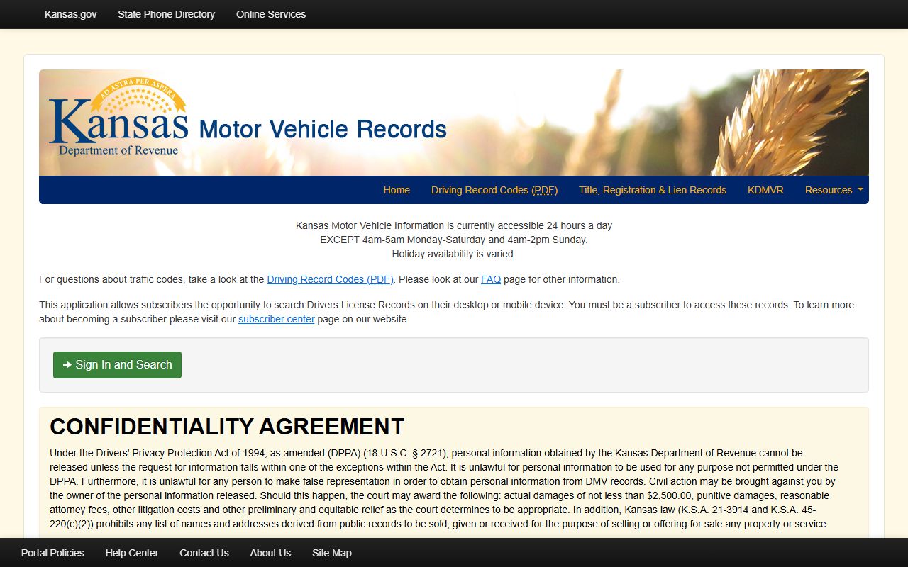 Pawnee County traffic court records Kansas motor vehicle records portal
