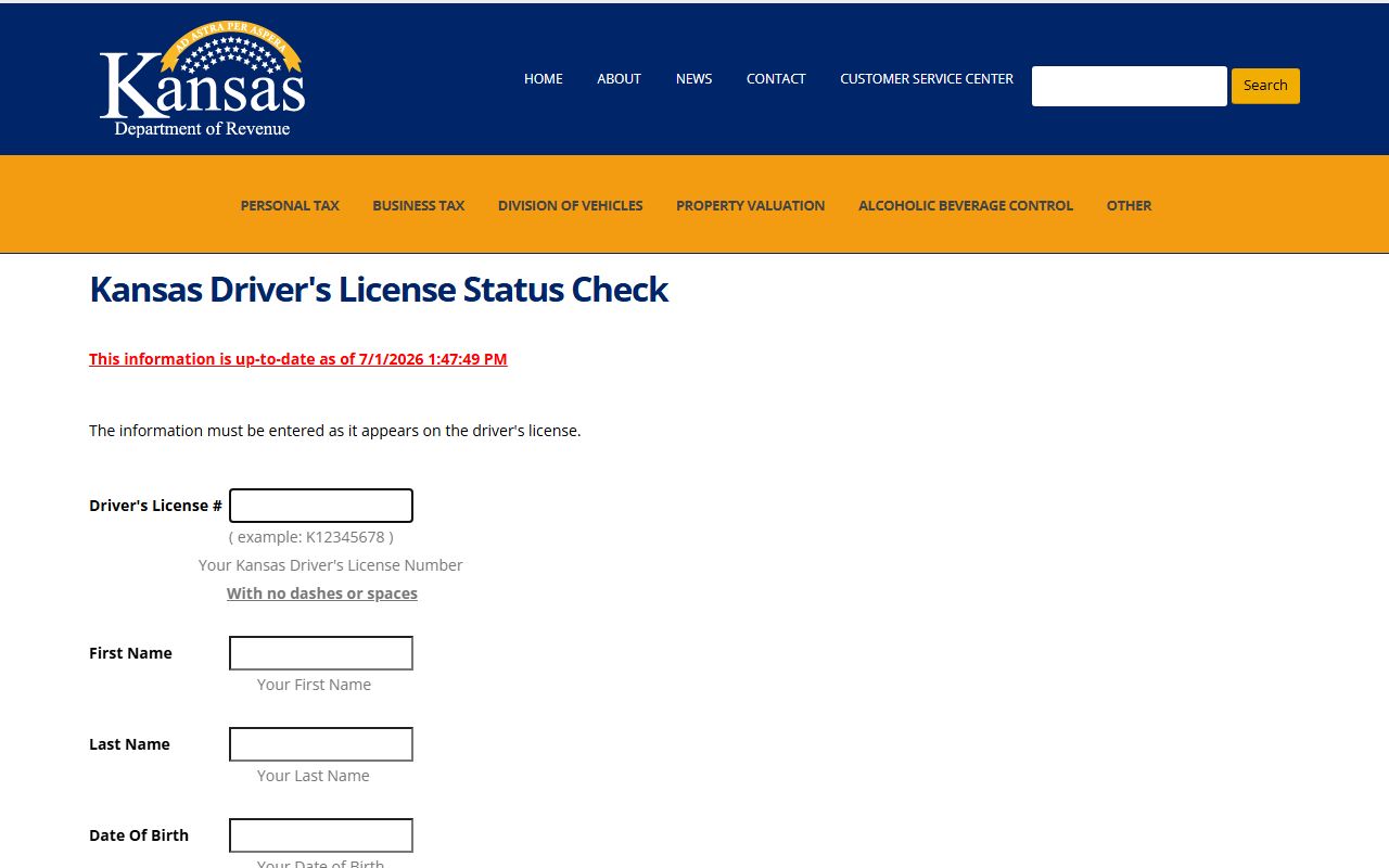 Pawnee County traffic court records Kansas driver's license status check