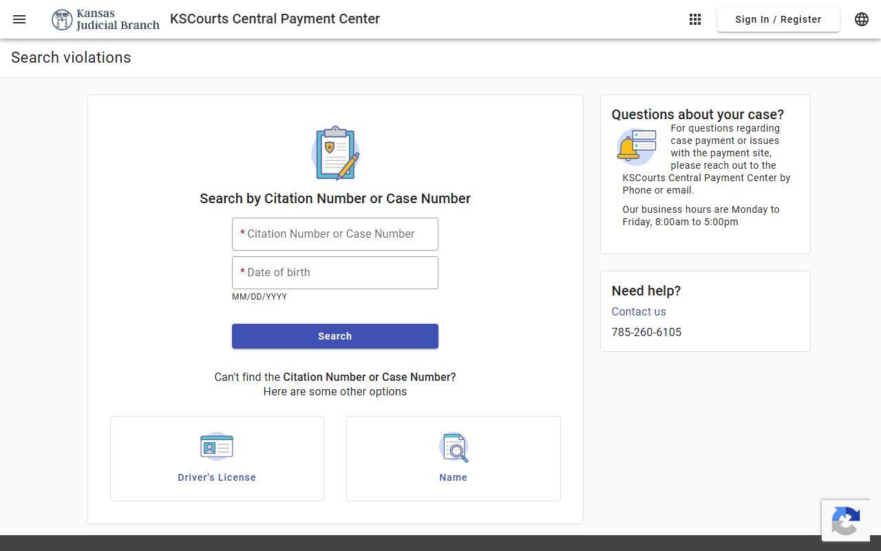 Pawnee County traffic court records KSCourts Central Payment Center search